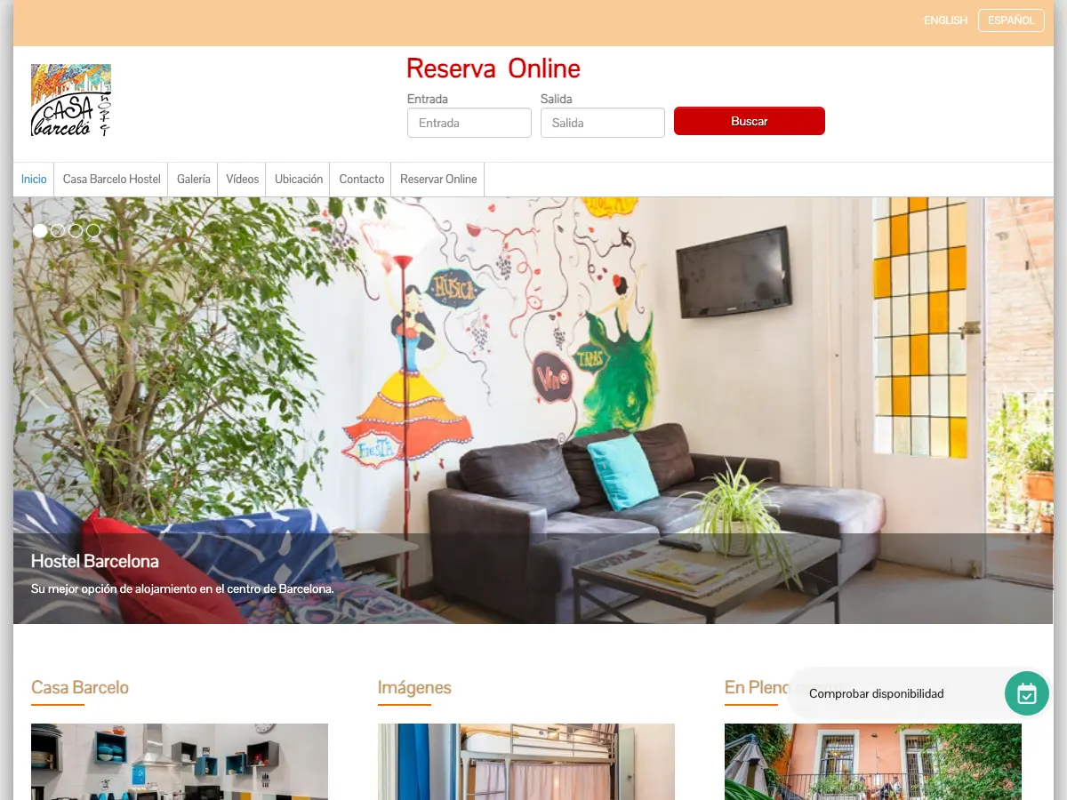 Casa Barceló Hostel's website