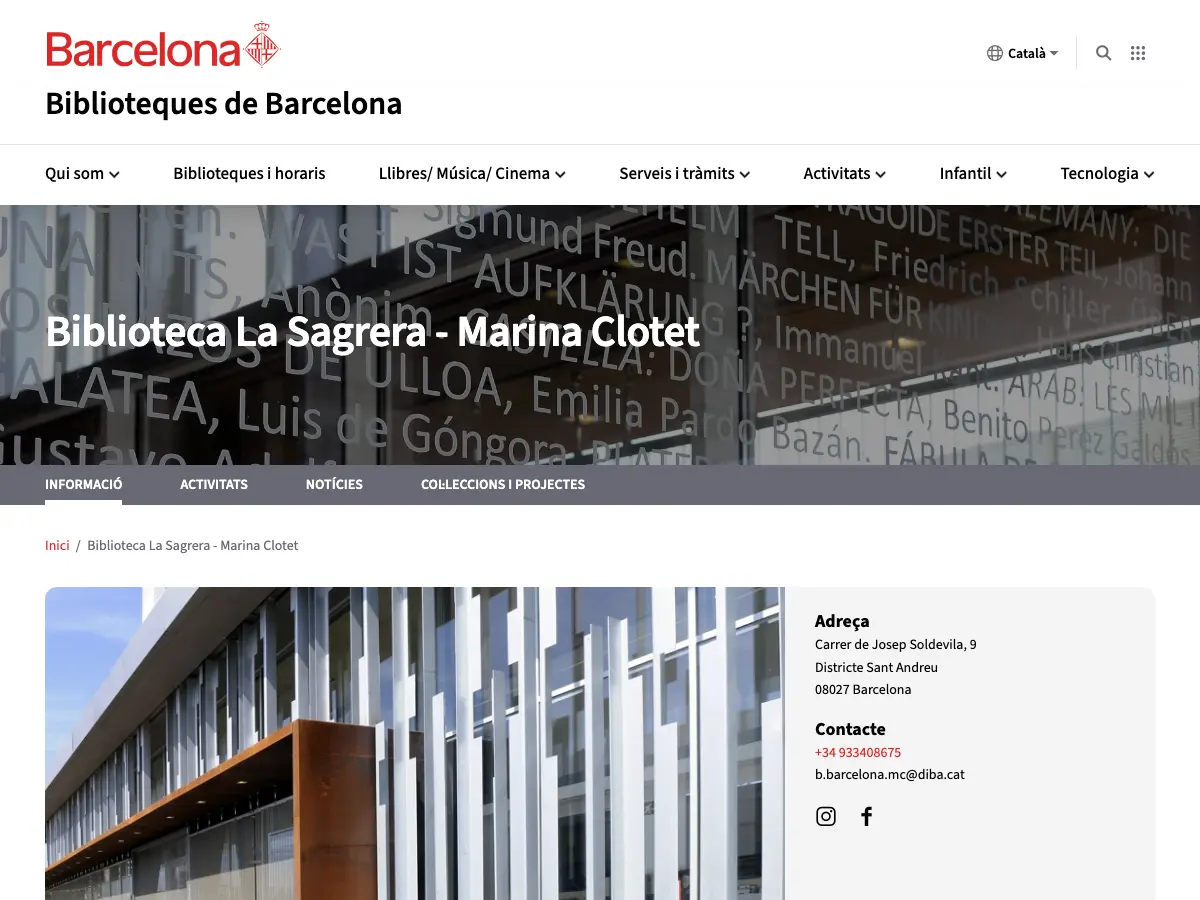 Biblioteca La Sagrera-Marina Clotet's website