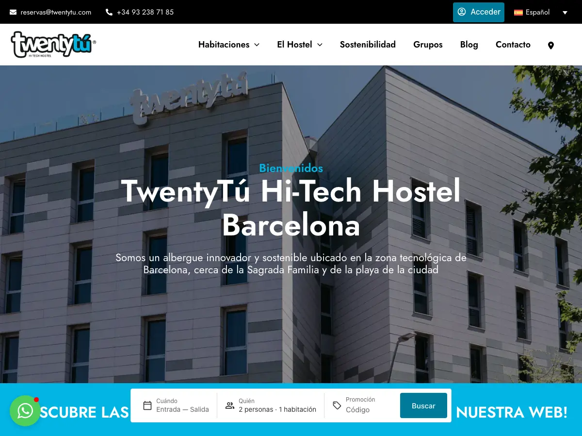 Twentytu Hostel Barcelona's website