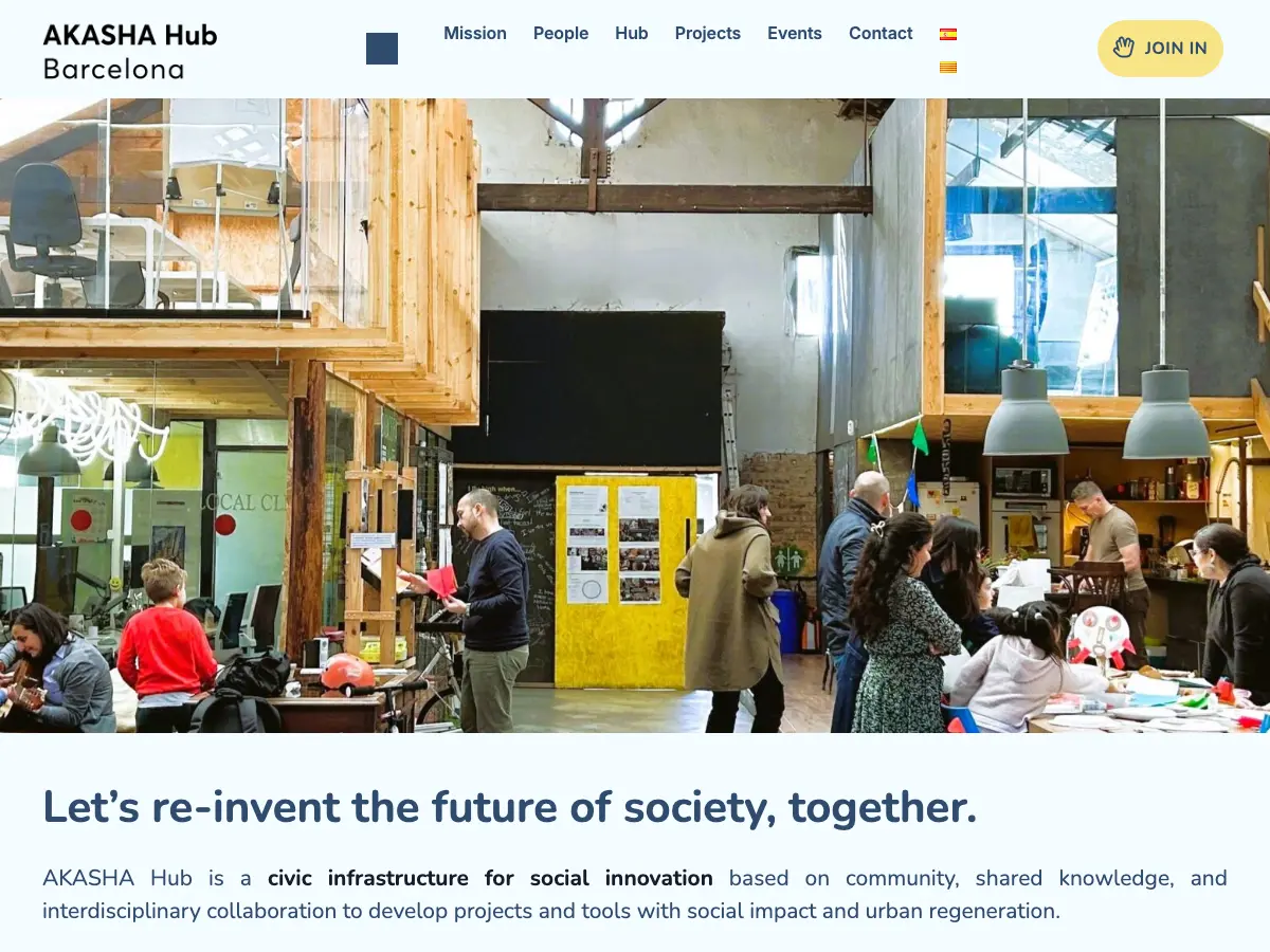 AKASHA Hub Barcelona's website