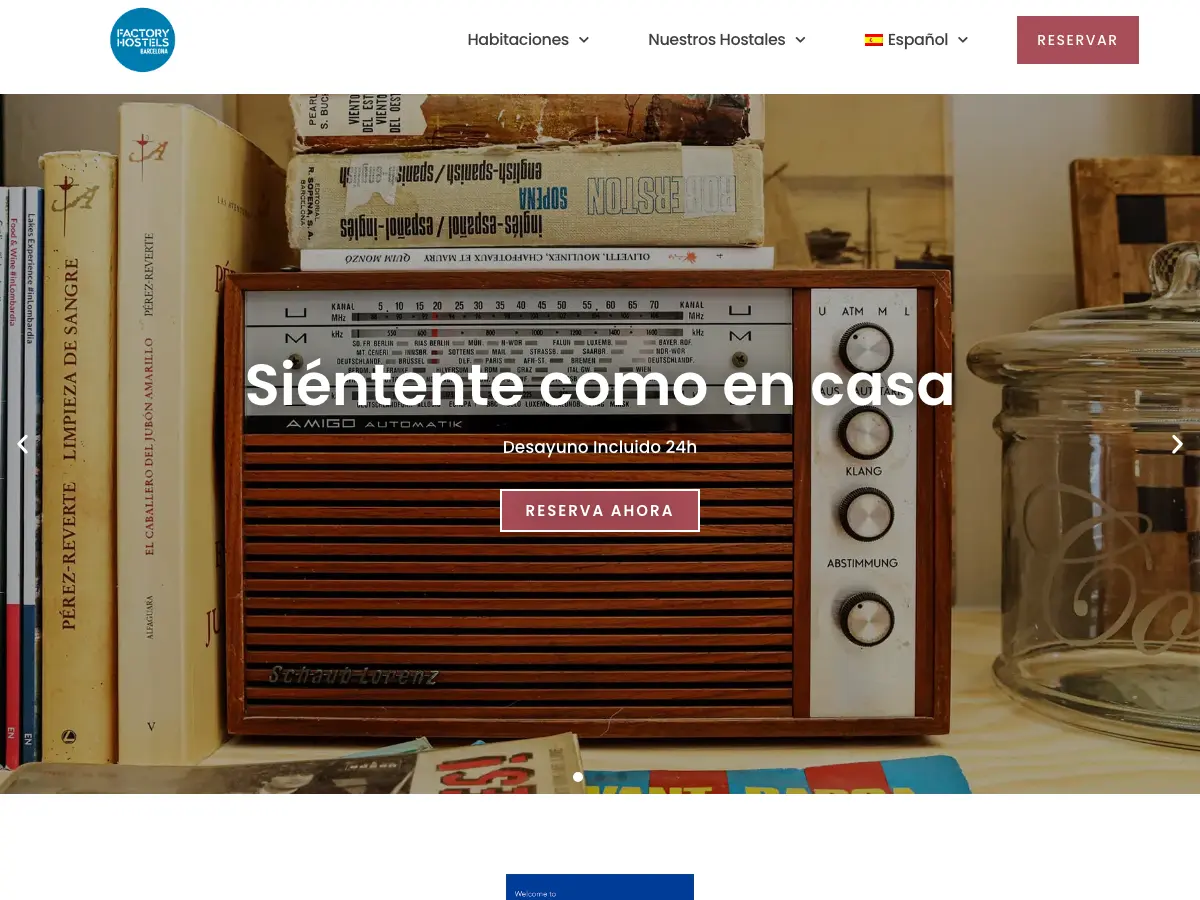 Factory Hostels Barcelona's website