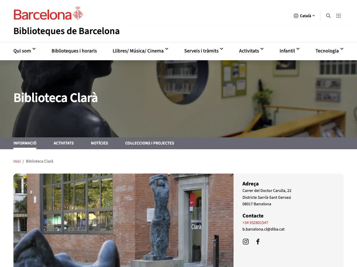 Biblioteca Clarà's website