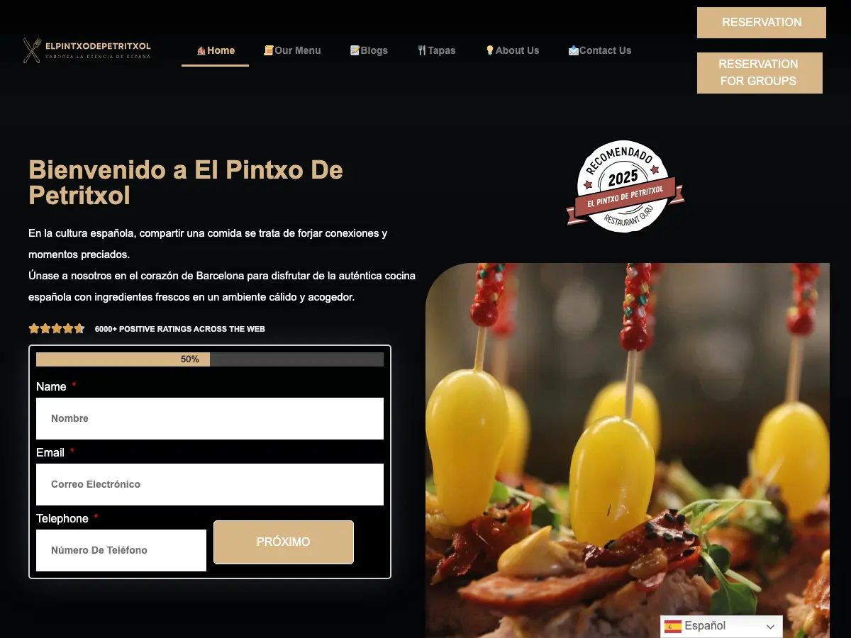 El Pintxo de Petritxol's website