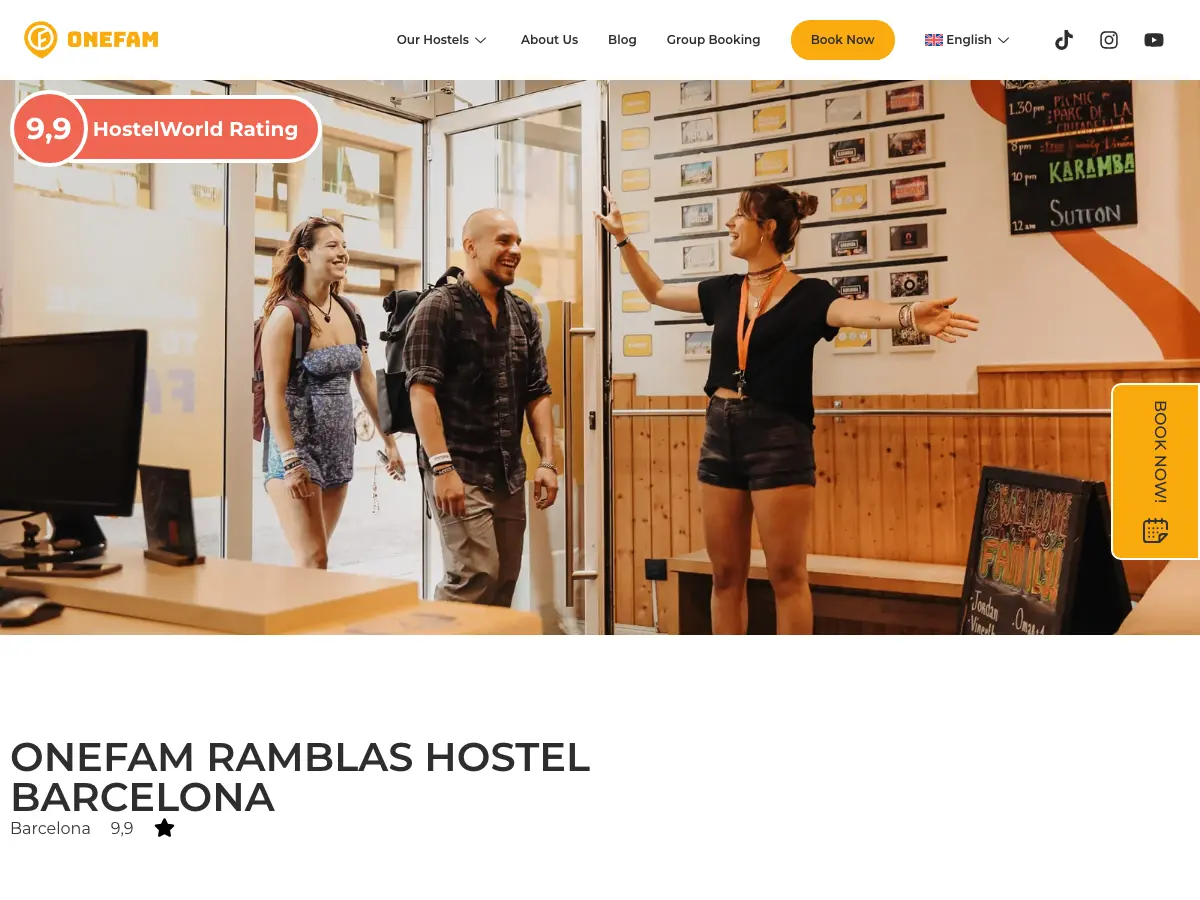 Onefam Ramblas Hostel Barcelona's website