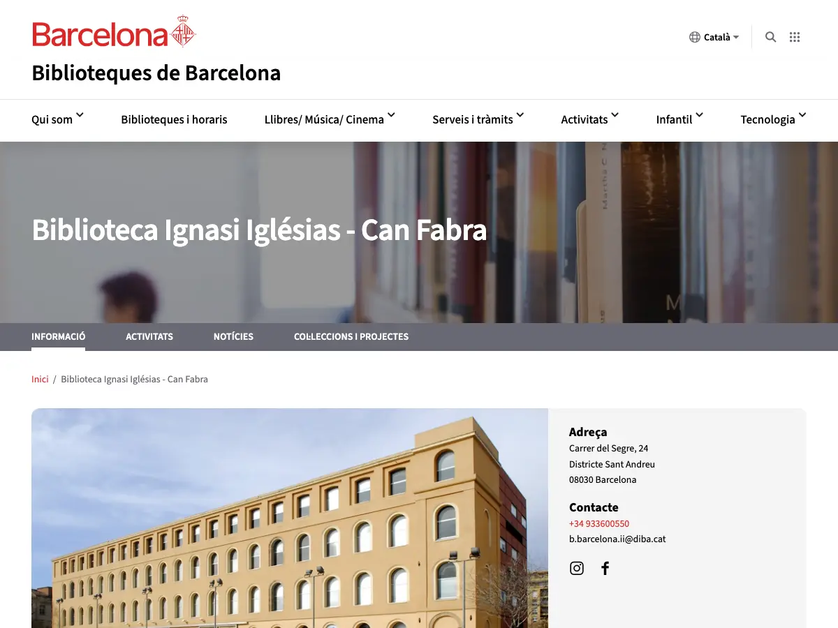 Biblioteca Ignasi Iglésias - Can Fabra's website