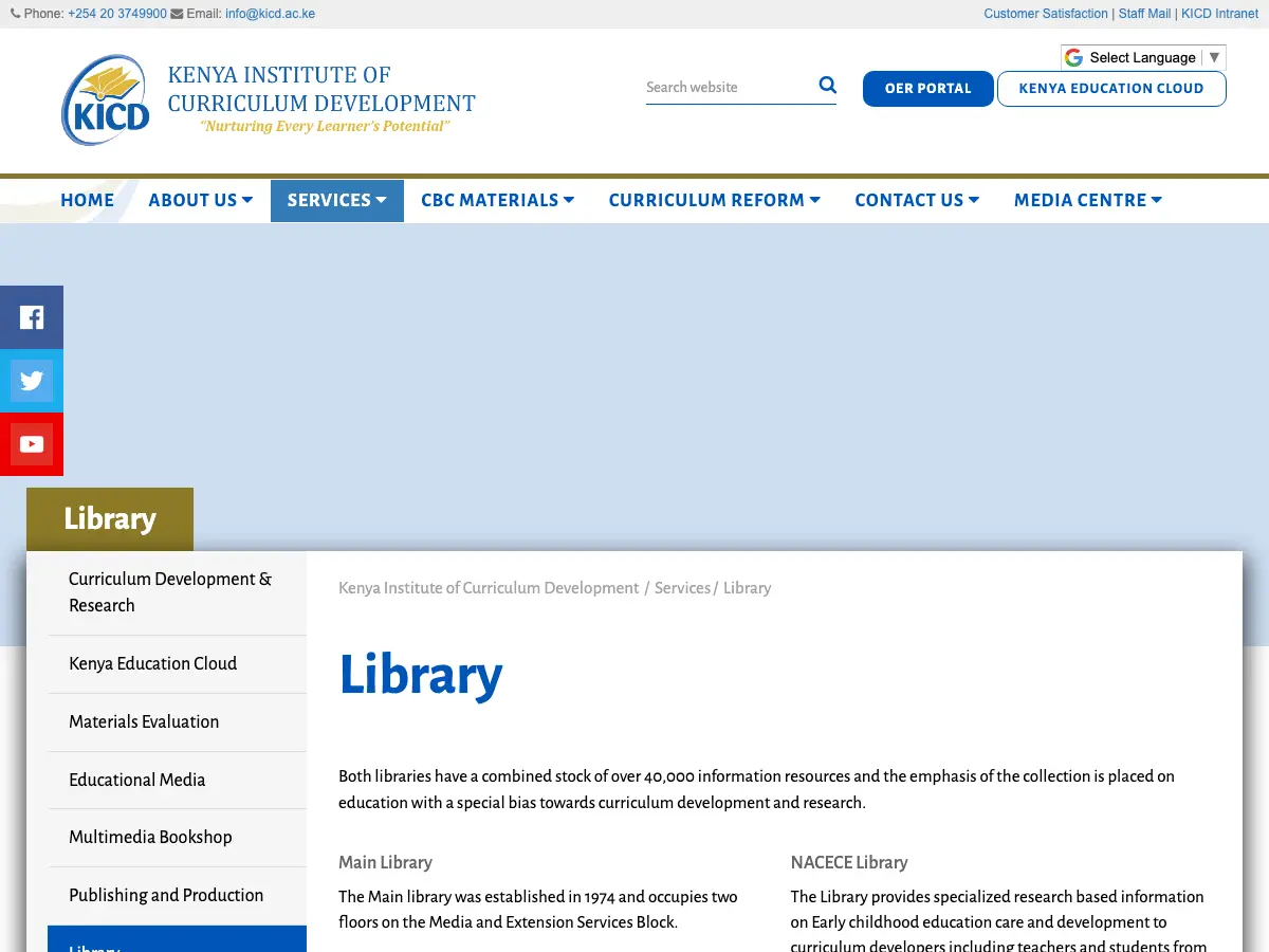KICD Library's website