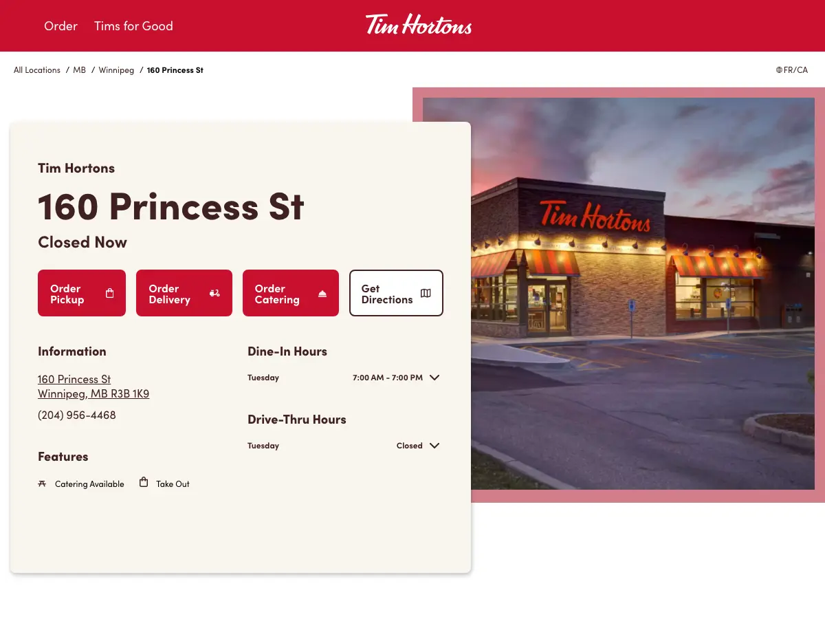 Tim Hortons's website