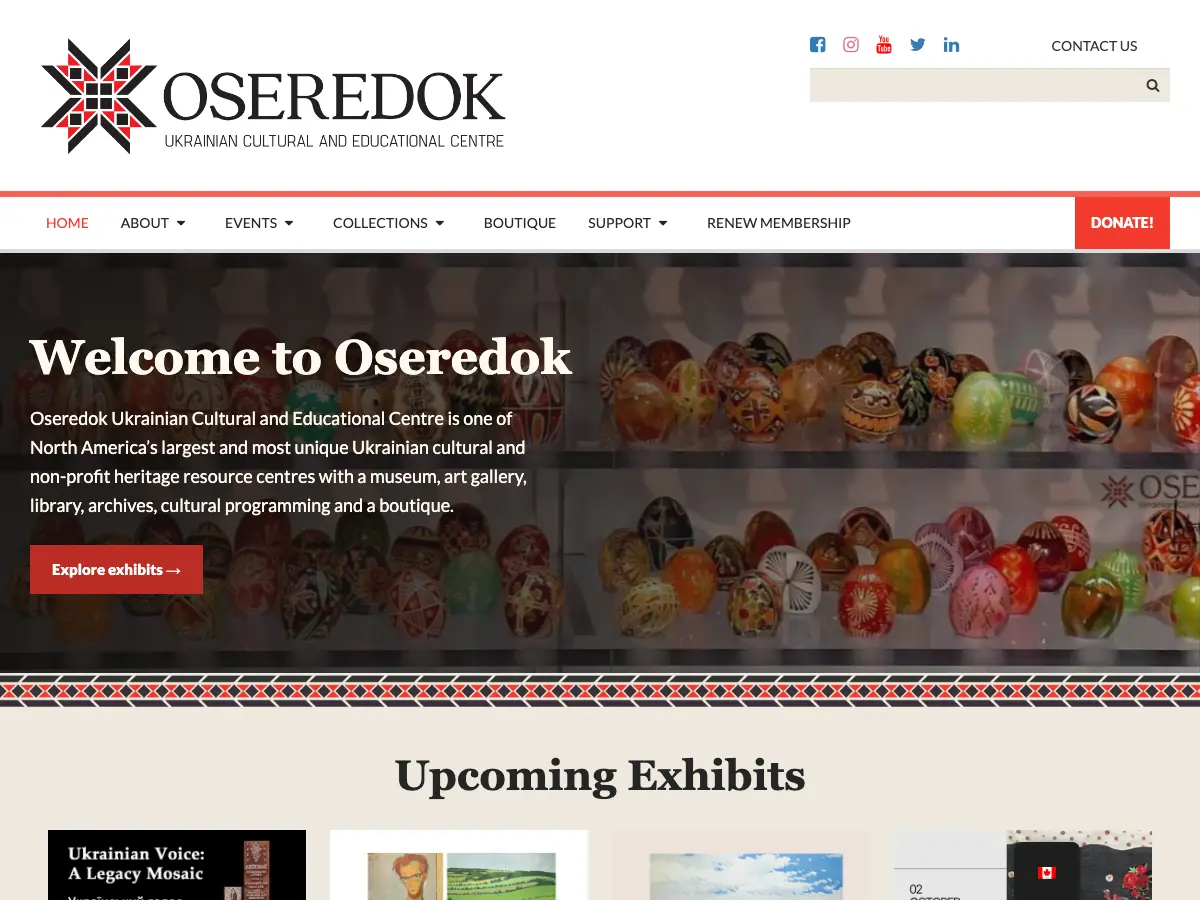 Oseredok Ukrainian Cultural and Educational Centre's website