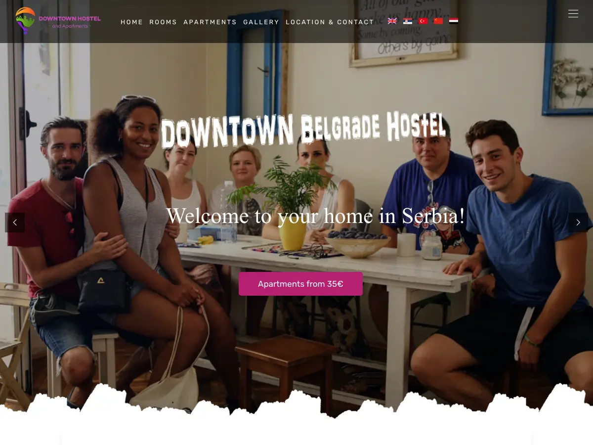 Downtown Hostel's website