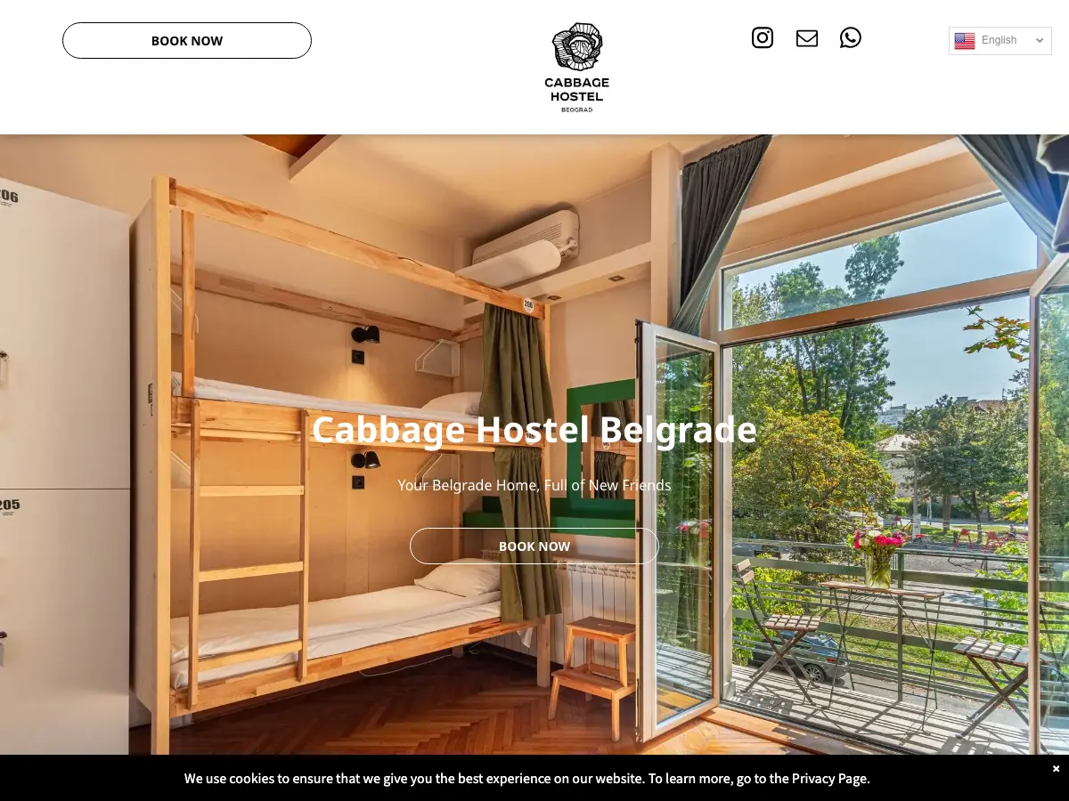 Cabbage Hostel Belgrade's website