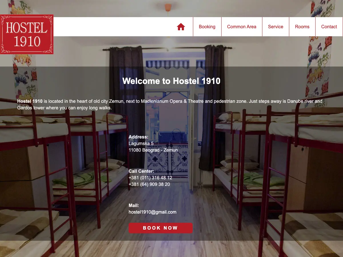 Hostel 1910's website