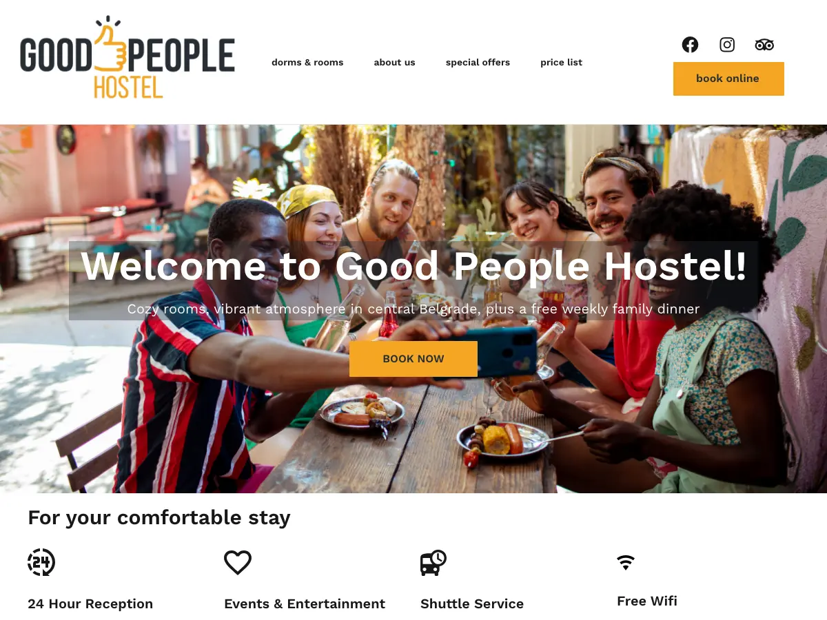 Good People Hostel Belgrade's website