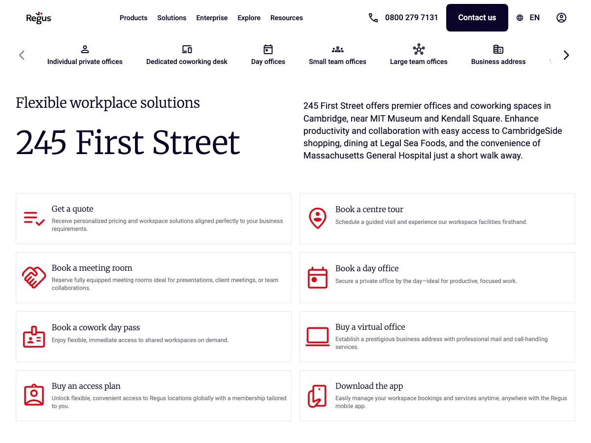 Regus - Cambridge - Kendall Square's website