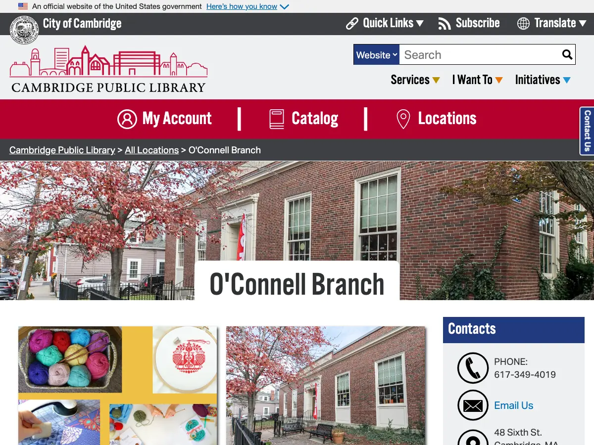 Cambridge Public Library - O'Connell Branch's website