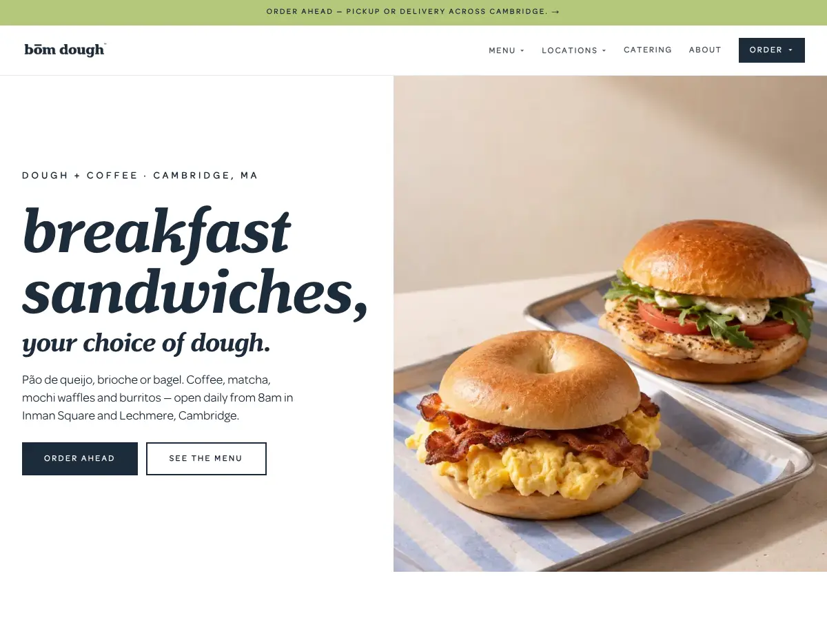 bōm dough cafe - inman square's website