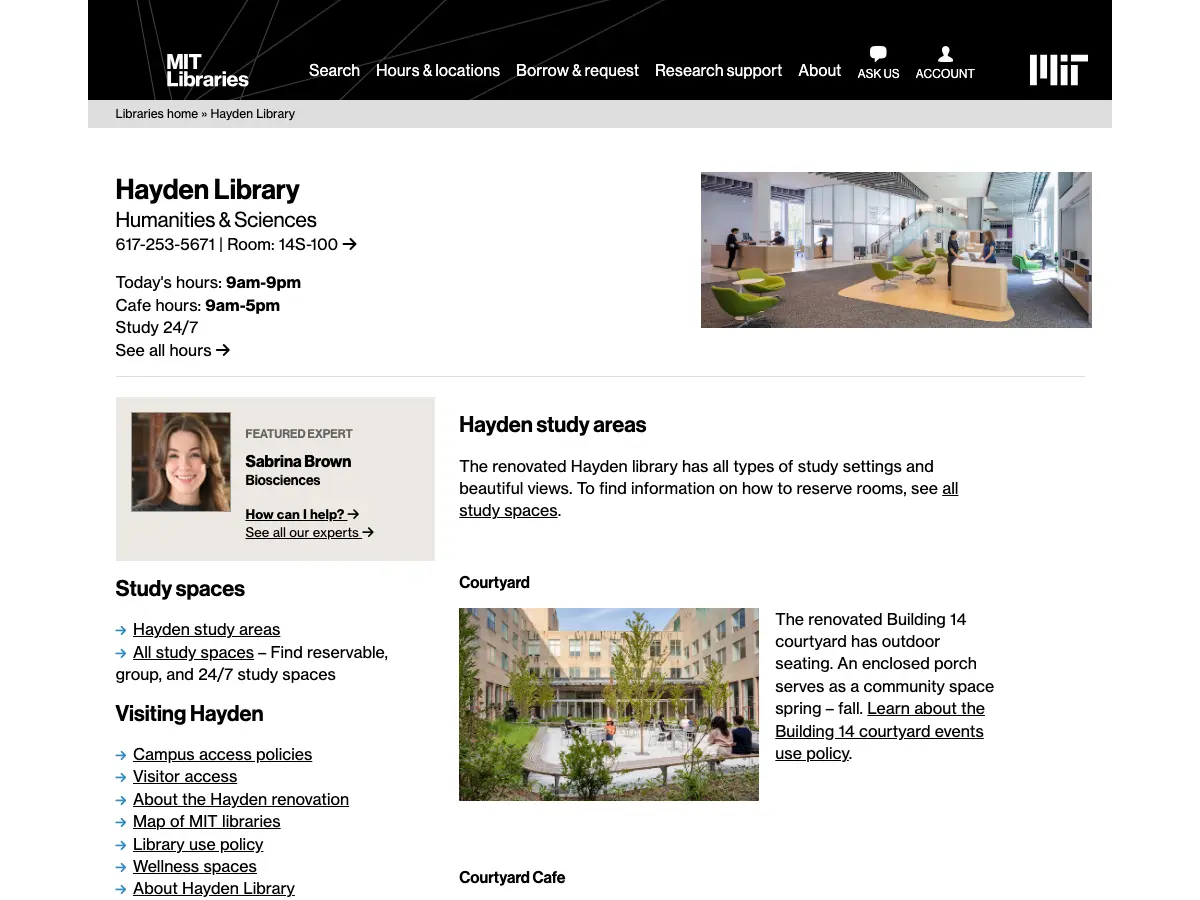 Hayden Library's website
