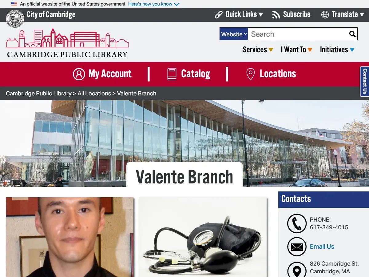 Cambridge Public Library - Valente Branch's website