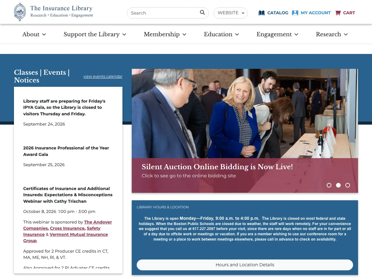 Insurance Library Association of Boston's website