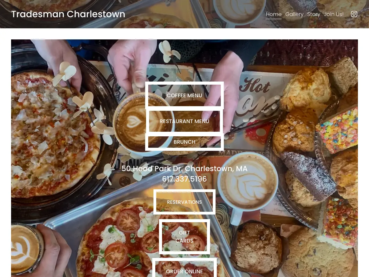 Tradesman Coffee Shop & Pizza Bar's website