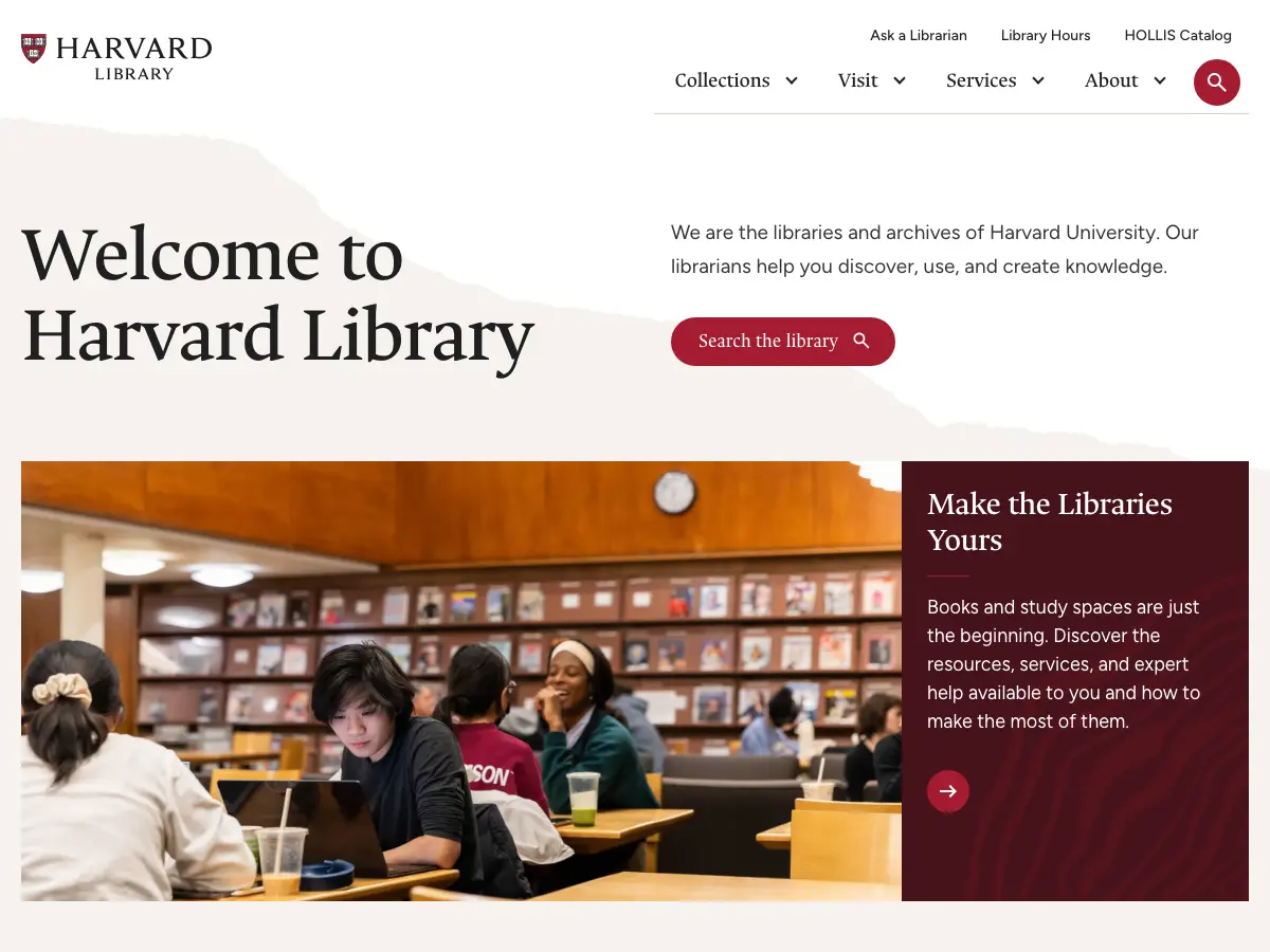 Harvard Library's website