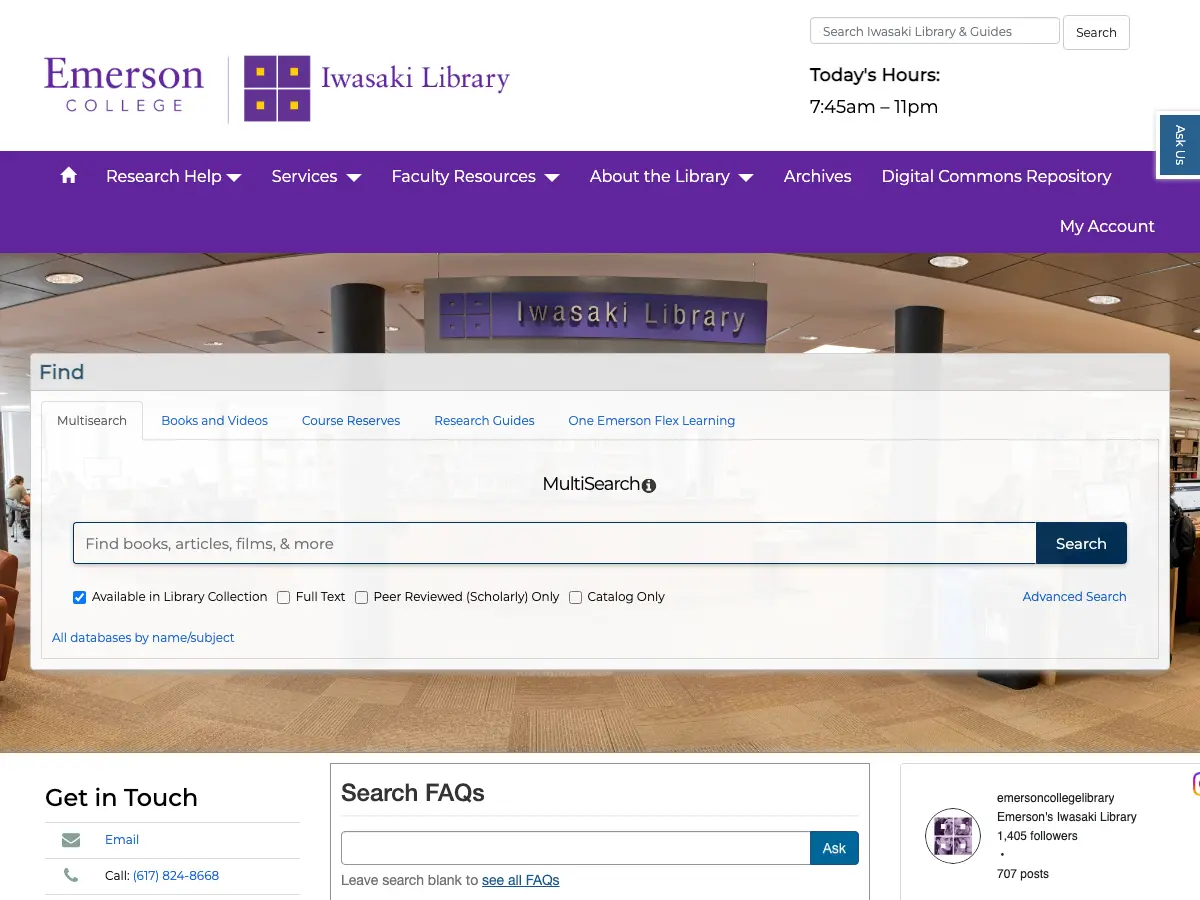 Emerson College Library's website