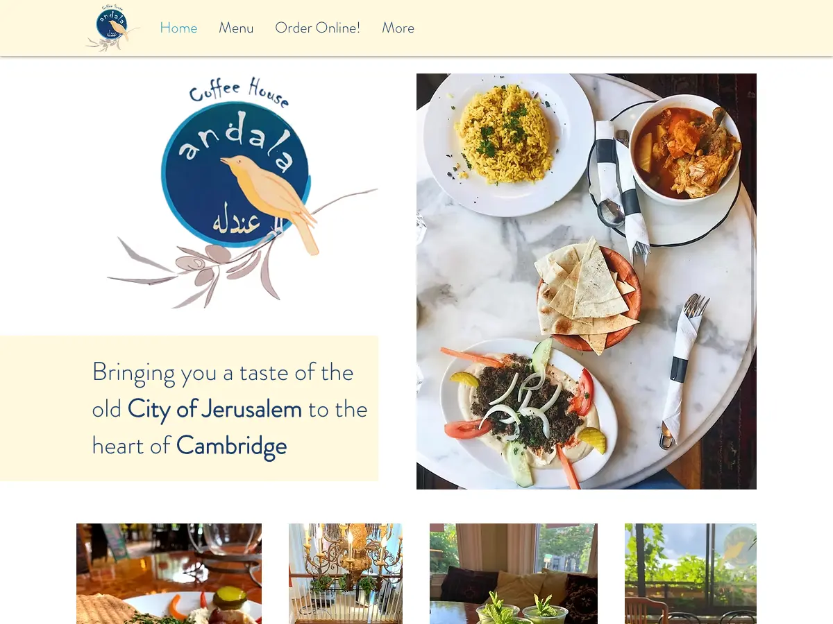 Andala Coffee House's website