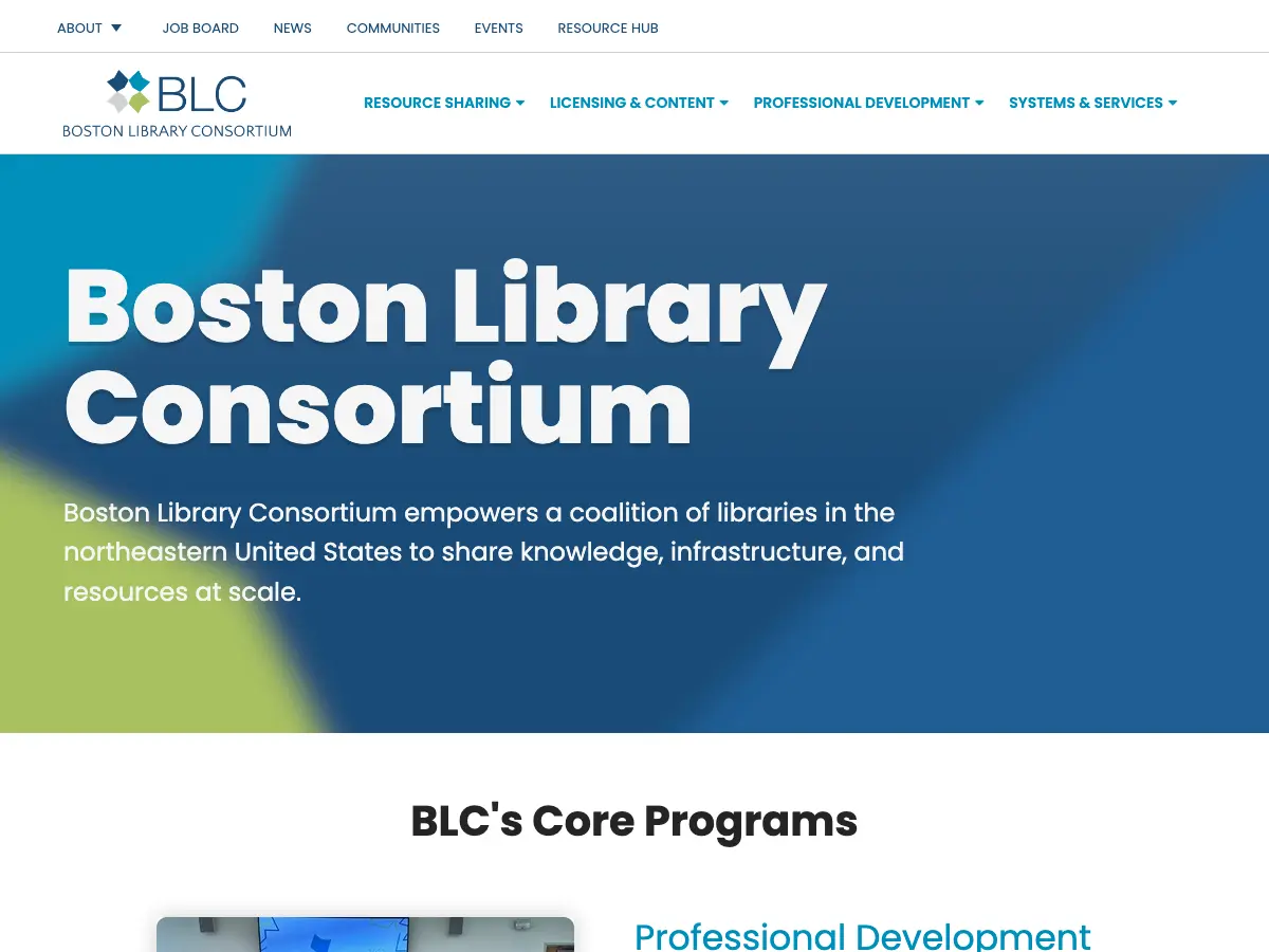 Boston Library Consortium's website