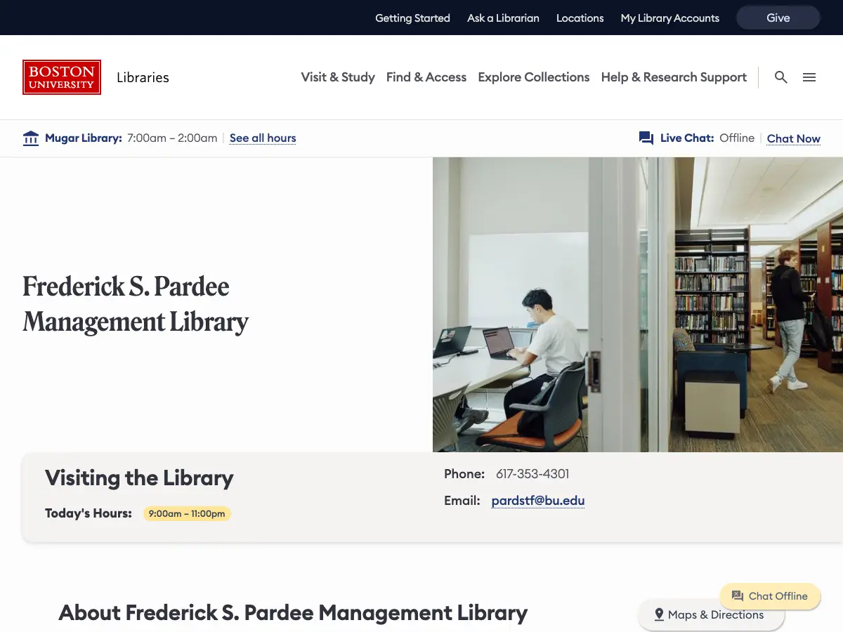 Frederick S. Pardee Management Library's website
