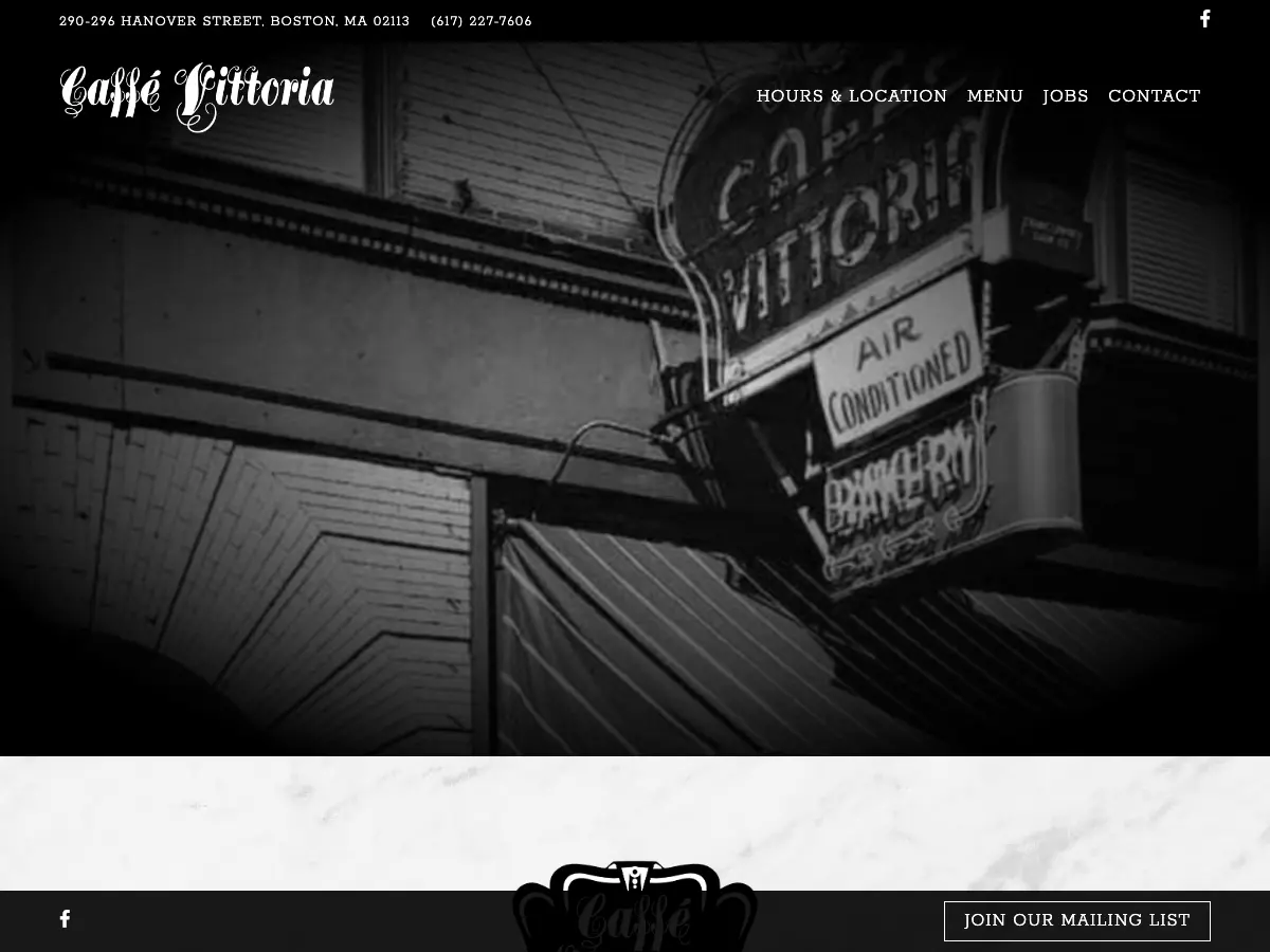 Caffe Vittoria's website