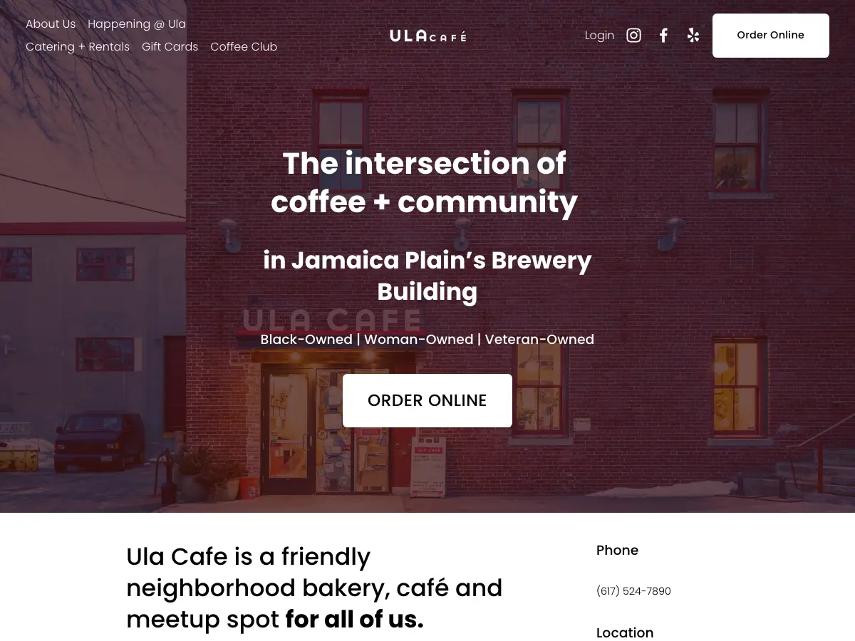 Ula Cafe's website