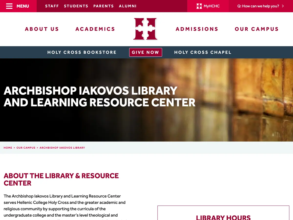 Archbishop Iakovos Library and Learning Resource Center's website