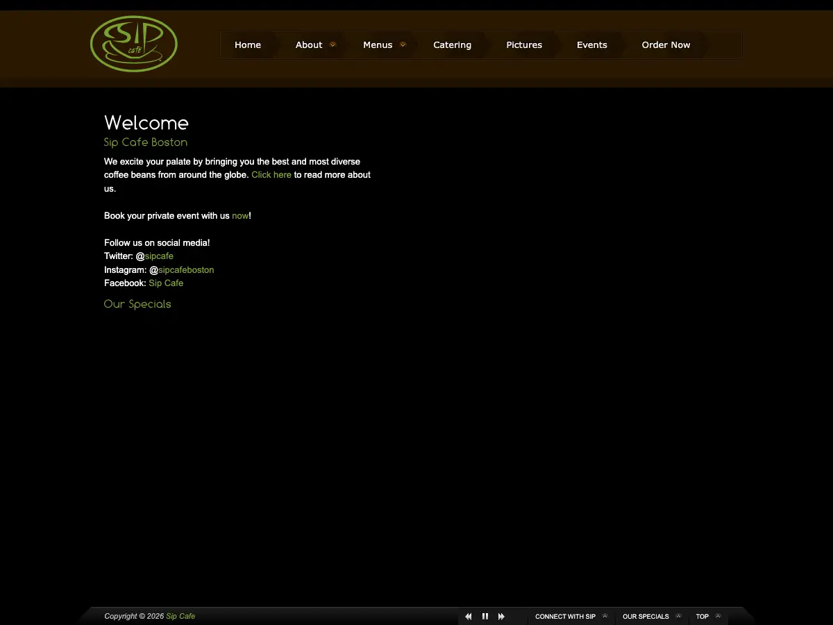 Sip Café's website