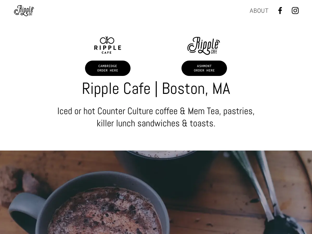 Ripple Cafe's website
