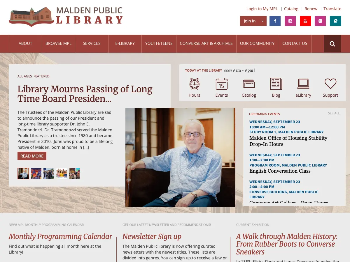 Malden Public Library's website