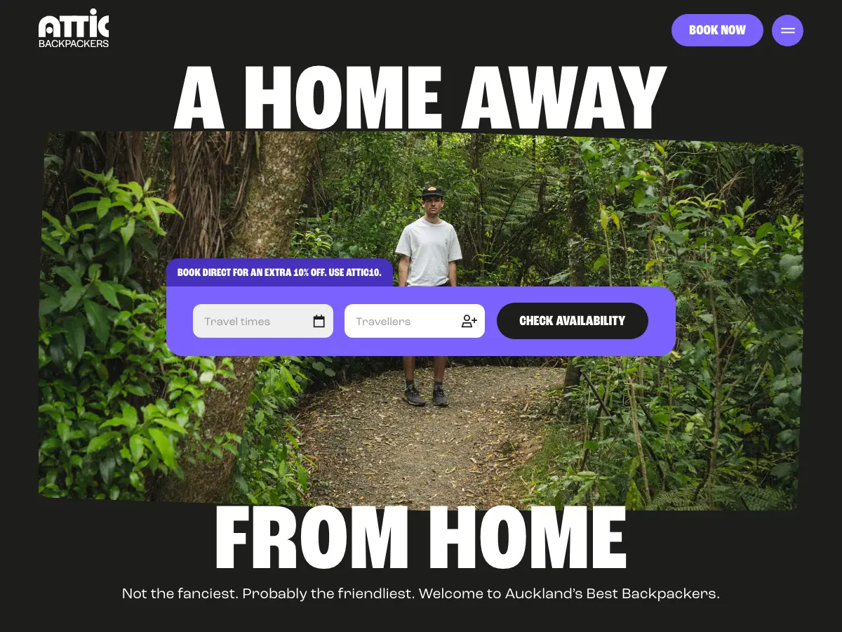 Attic Backpackers's website