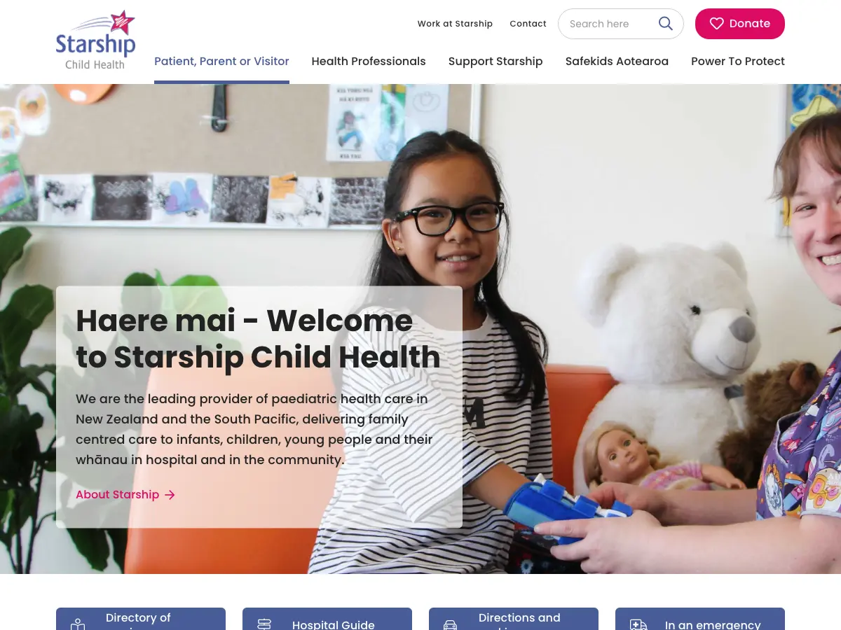 Auckland District Health Board - Starship Children's Health Library's website