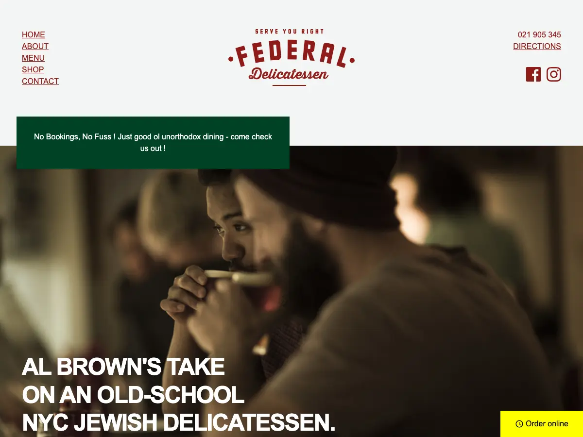 Federal Delicatessen's website