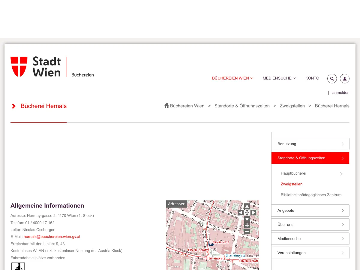 Bücherei Hernals's website