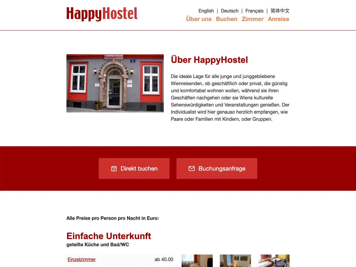 HappyHostel's website