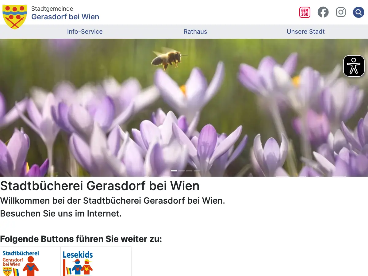 Stadtbücherei Gerasdorf bei Wien's website