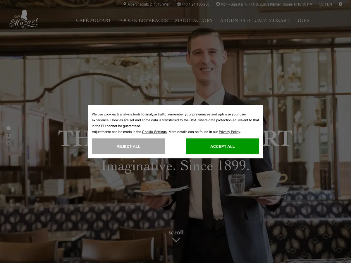 Café Mozart's website
