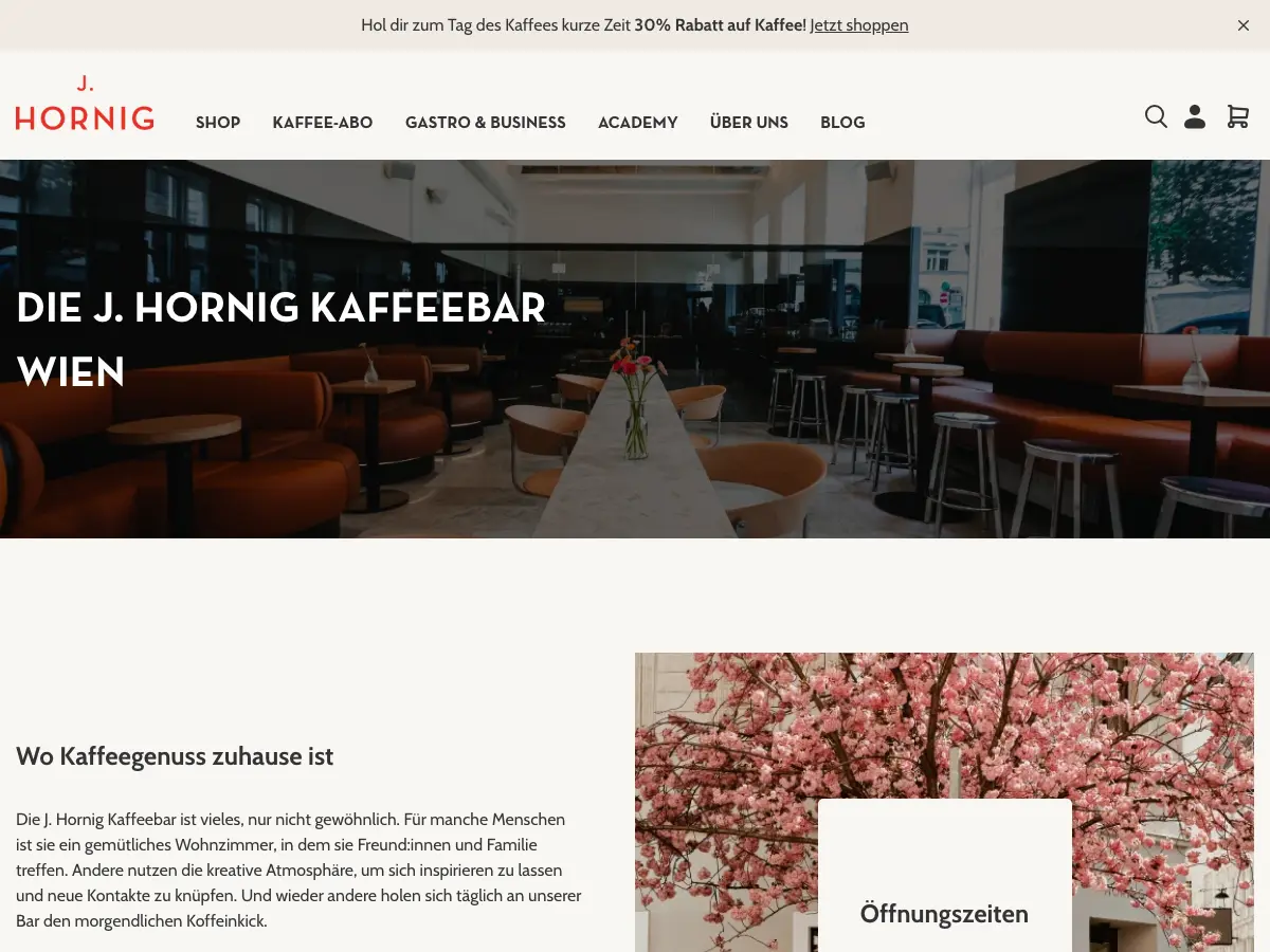 J. Hornig Kaffeebar's website