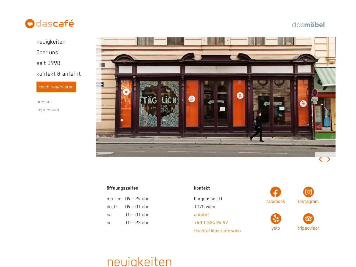 das café's website
