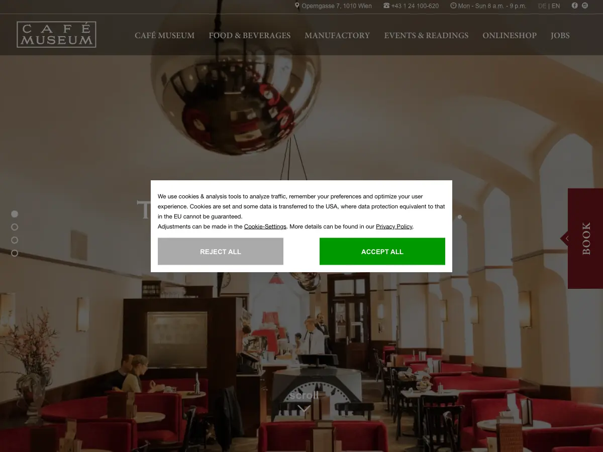Café Museum's website