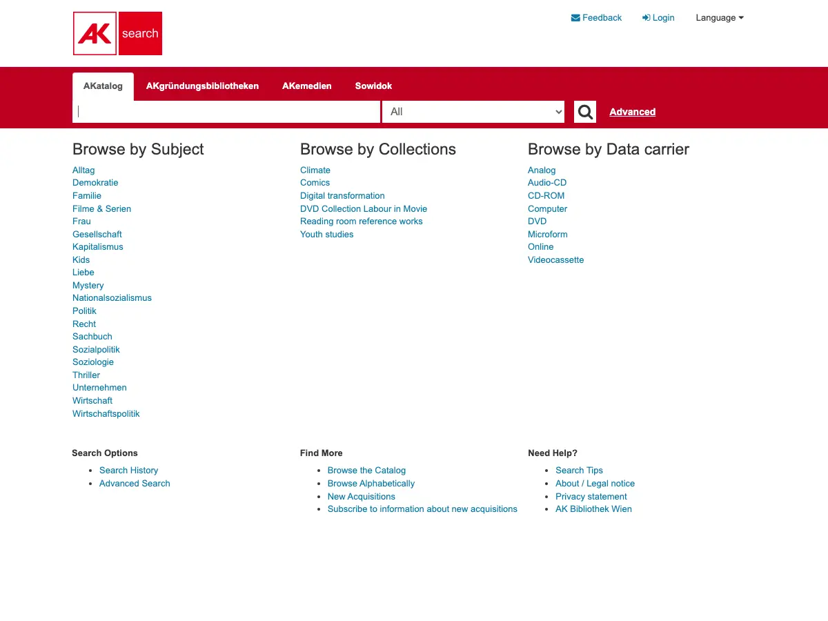 AK Bibliothek Wien für Sozialwissenschaften's website