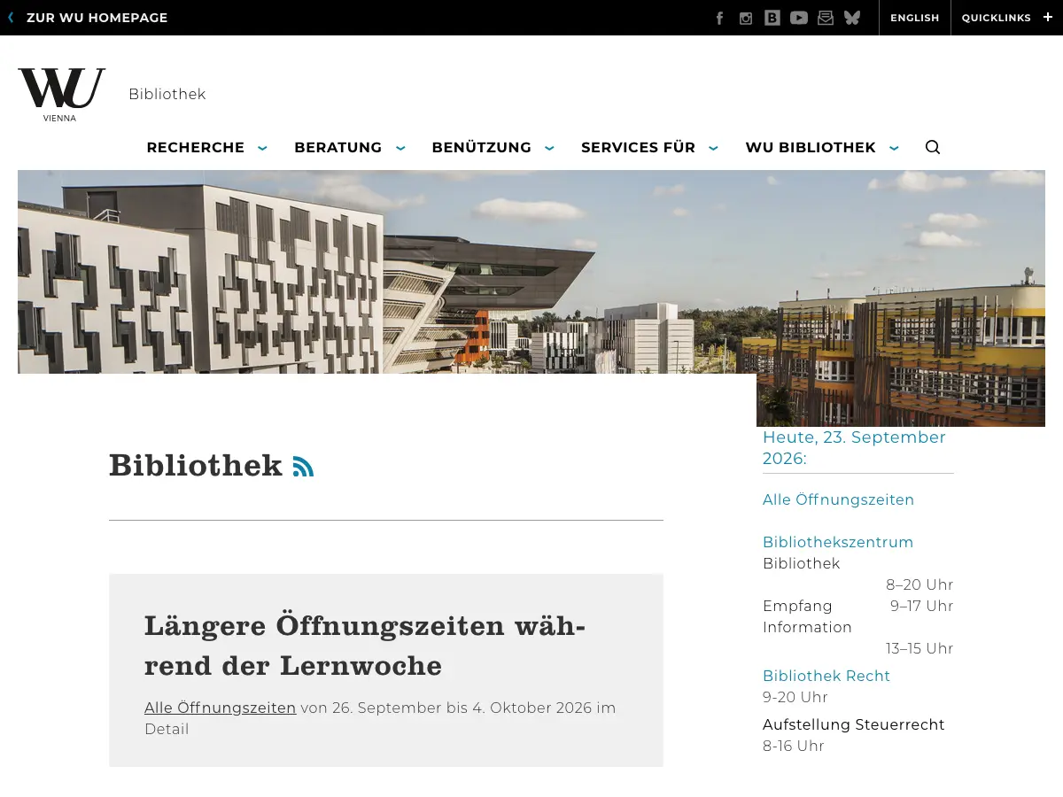 WU Bibliothek Sozialwissenschaften's website