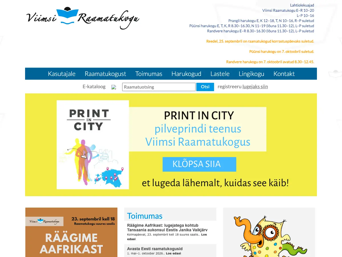 Viimsi Library's website