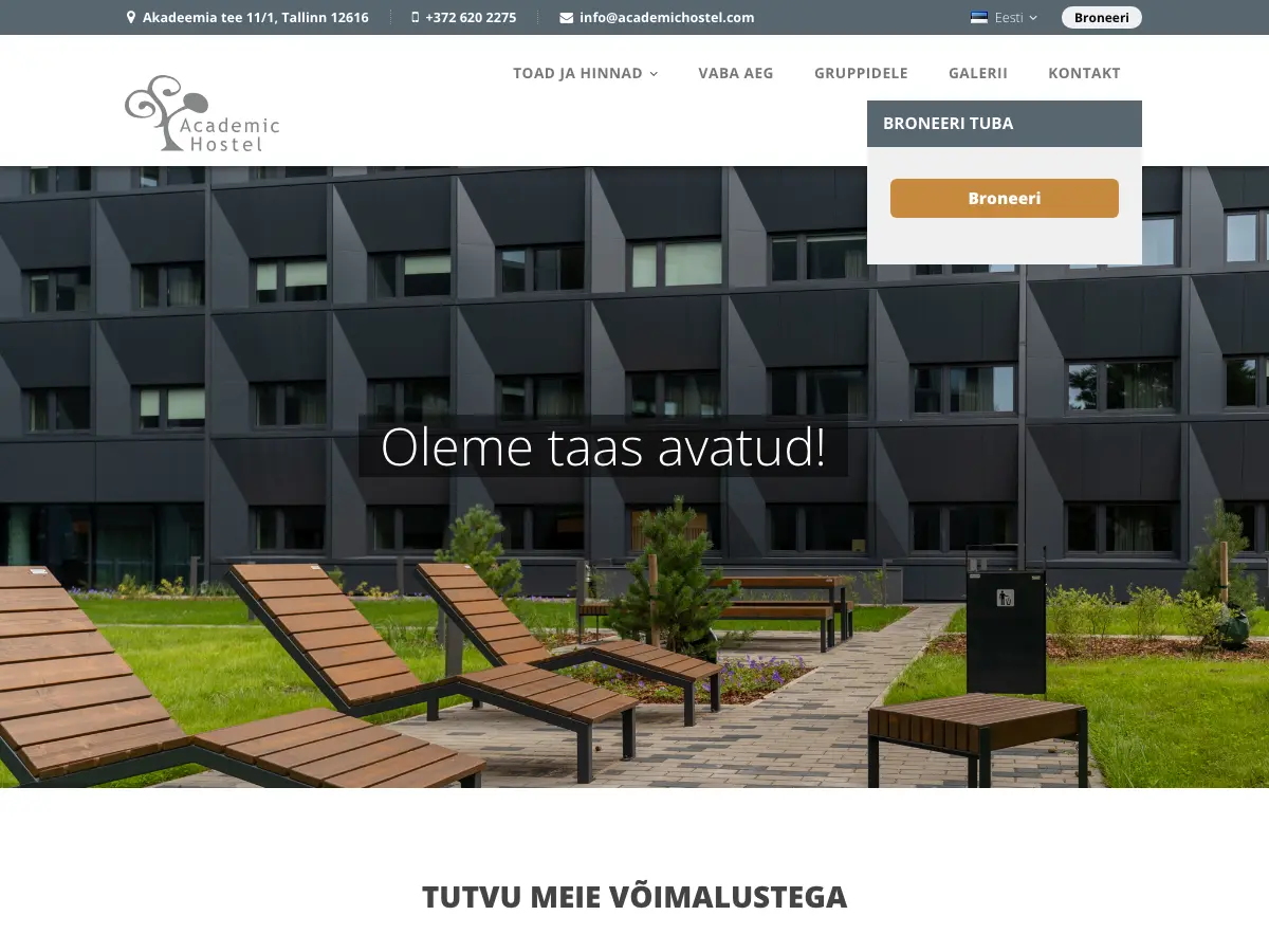 Academic Hostel's website