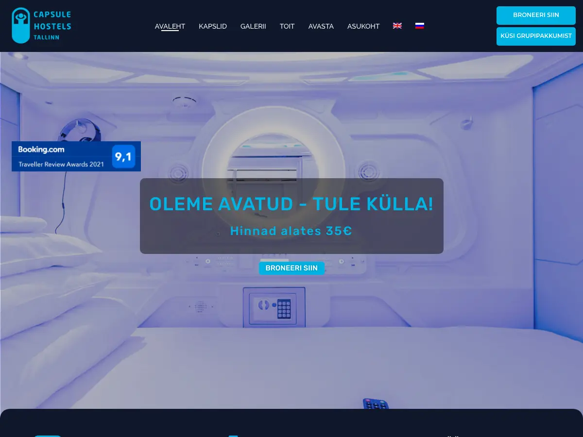 Capsule Hostels Tallinn's website
