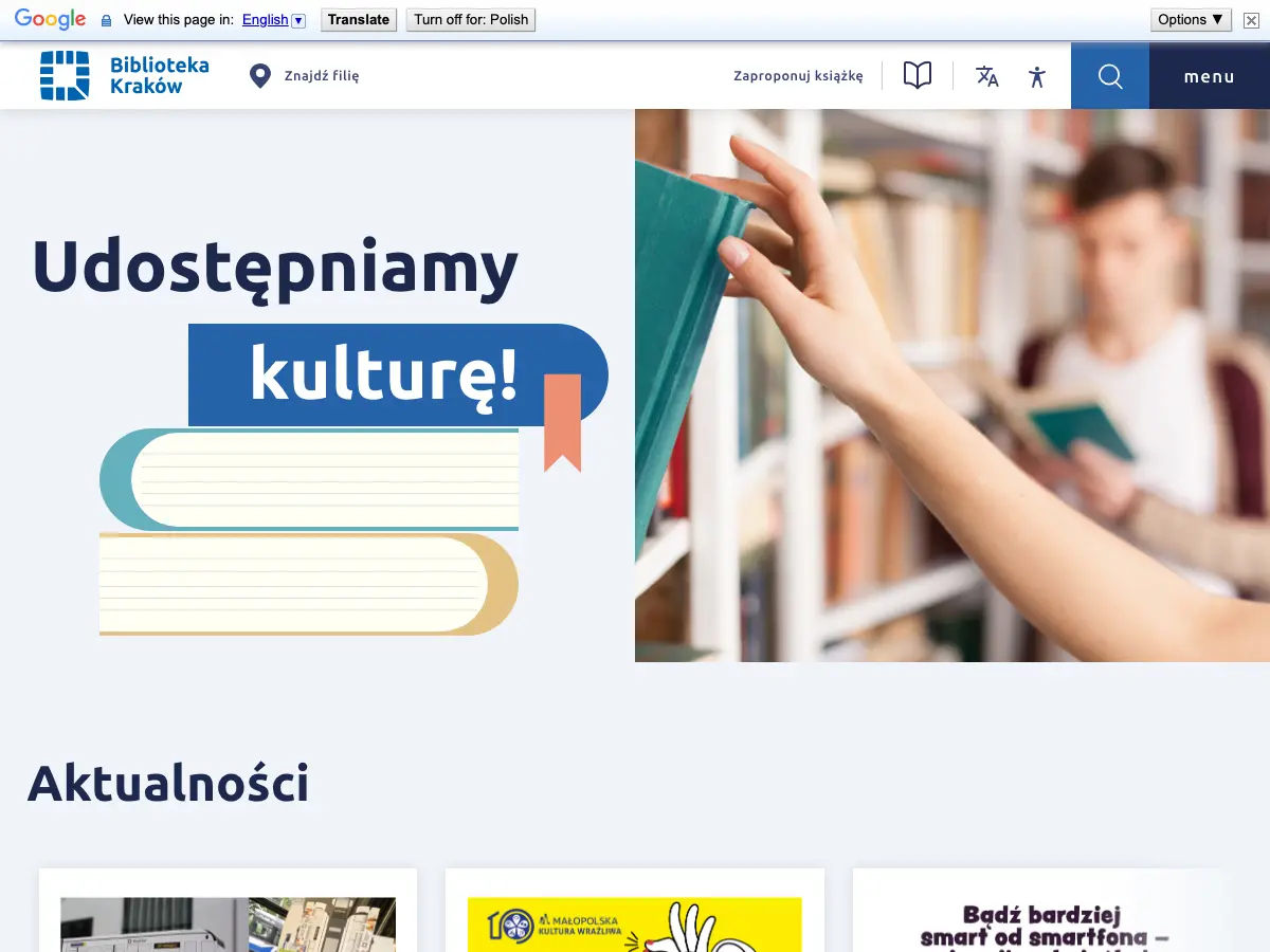 Nowohucka Biblioteka Publiczna's website